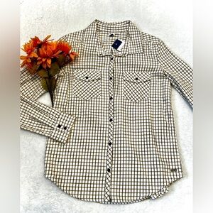 ROXY NWT Plaid Flannel Button Down Top - Small